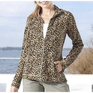 TOMMY BAHAMA Women Aruba Lagoon Leopard Full-zip Sweatshirt XS